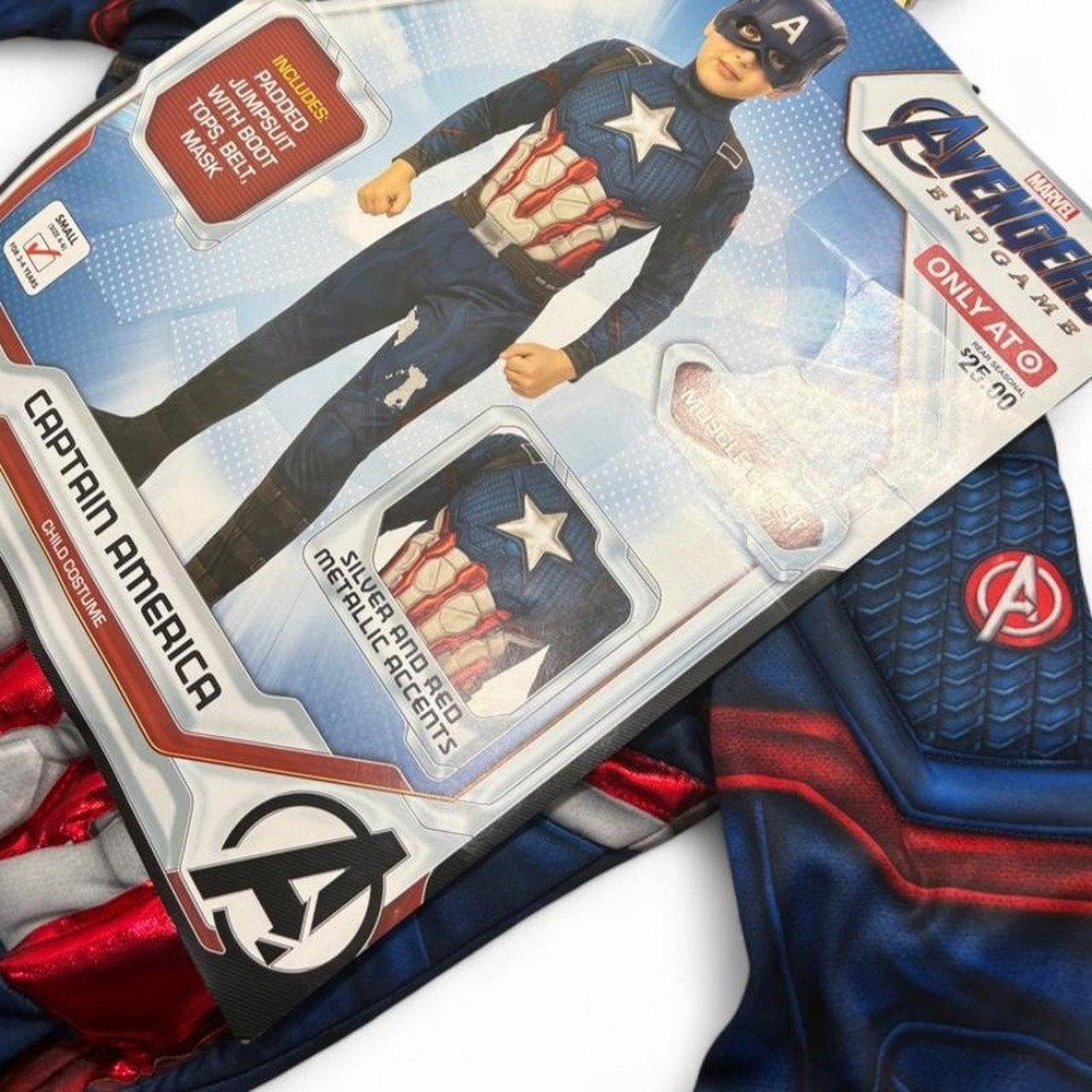 NWT Captain America Avengers Costume Marvel Endgame Muscle Kids 4-6 Rubies - Picture 4 of 8